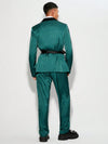 Green Velvet Texture Suit With Weave And Tie