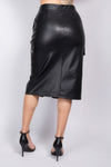 FAUX LEATHER CARGO SKIRT