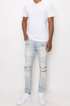 CREASED BIKER DENIM JEAN