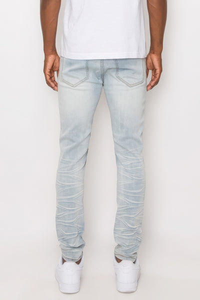 CREASED BIKER DENIM JEAN