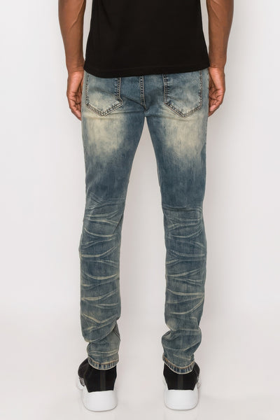 CREASED BIKER DENIM JEAN