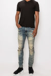 CREASED BIKER DENIM JEAN