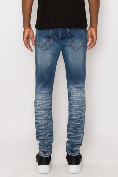 CREASED BIKER DENIM JEAN