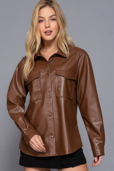 FAUX LEATHER SHACKET