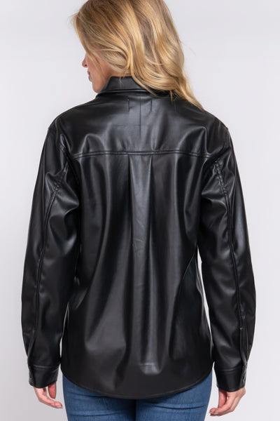 FAUX LEATHER SHACKET