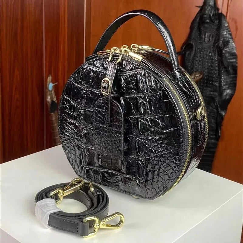 GENUINE ALLIGATOR ROUND HANDBAG