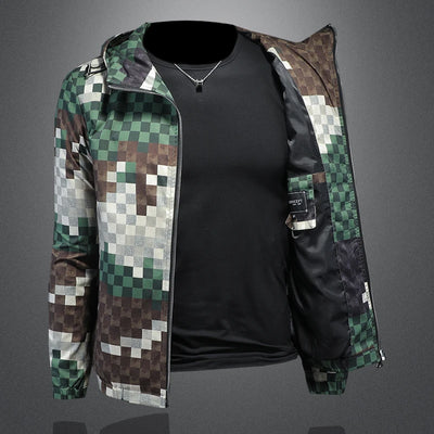 PLAID CAMOUFLAGE PRINT JACKET