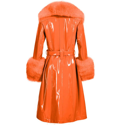 ORANGE GLOW LEATHER TRENCH