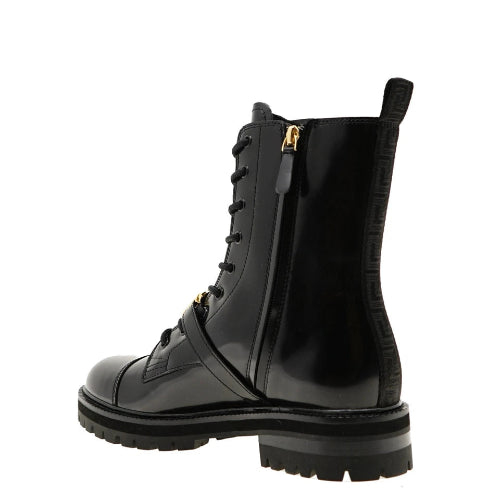 Versace Medusa Black Brushed Leather Boots