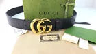 New Gucci Interlocking Shinny Gold G Buckle Black Leather Belt Size 110 - XXL