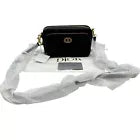 Authentic Christian Dior Caro Double Pouch Bag Shoulder Bag Black Leather