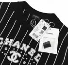 CHANEL Black & White Striped Cashmere CC SWEATER * FR 46 /US 12