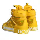 DOLCE & GABBANA Shoes Yellow White Leather High Top Sneakers