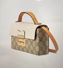 Gucci Monogram Canvas Calfskin Mini Padlock Handle Bag