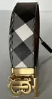 Burberry TB Leather Dark Birch Reversible Belt 36/90 Italy NWT