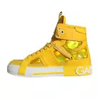 DOLCE & GABBANA Shoes Yellow White Leather High Top Sneakers