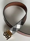 Burberry TB Leather Dark Birch Reversible Belt 36/90 Italy NWT