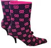 Gucci gg women’s knit ankle boots-black/bright pink size