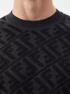 FENDI FF Monogram Allover Men's Pullover Sweater Size 50 Large New In Black