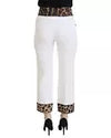 Dolce & Gabbana  Women's Leopard Print Trimmed Rose Brocade Pants-White