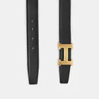 Hermes Black Leather Reversible H Buckle Belt 75CM