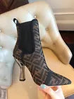 Women's Boots Fendi Technical Black Leather Size EU39 US 8.5