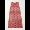 Valentino Red Tan Beige Logo V Monogram Dress