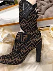 Fendi Lycra Vitello FF Logo Ankle  Boots EU 38 U.S. 7.5