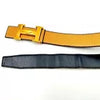 HERMES H Logo Reversible Belt Gold Hardware Beige x Navy Blue Leather Authentic