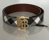 Burberry TB Leather Dark Birch Reversible Belt 36/90 Italy NWT