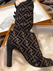 Fendi Lycra Vitello FF Logo Ankle  Boots EU 38 U.S. 7.5