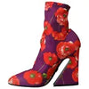 DOLCE & GABBANA Shoes Purple Floral Jersey Stretch Boots EU39 / US8.5