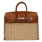 Hermès 25cm Birkin Picnic Fauve Barenia Leather/Osier Wicker Palladium Hardware