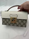 Gucci Monogram Canvas Calfskin Mini Padlock Handle Bag