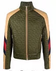 RARE Gucci Quilted Zipped Jacket Men Olive Green Auth NWT Size XL/EU 54