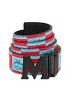 MCM Checkerboard Visetos Claus Blue Red Belt Men’s NWT