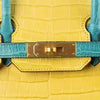 Hermès 30cm Birkin HSS Mimosa/Bleu Paon Crocodile Brushed Gold Hardware