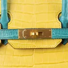 Hermès 30cm Birkin HSS Mimosa/Bleu Paon Crocodile Brushed Gold Hardware