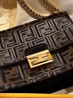 Brand New Fendi Black/brown Zucca Embossed Leather Small Kan U Shoulder Bag..