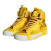 DOLCE & GABBANA Shoes Yellow White Leather High Top Sneakers