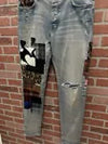 Amiri Patch Jeans Denim Black Patch 100% Authentic Size 36