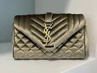 Saint Laurent Small Envelope Velour Crossbody Bag NWT YSL Pale Olive