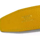 Auth HERMES H Belt - Yellow Black Veau Graine Couchevel Box Calf Square A Belt