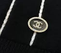 CHANEL Black & White Striped Cashmere CC SWEATER * FR 46 /US 12