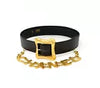 CHANEL Logo Chain Leather Belt 35" Gold Tone 93P Auth w/Box v1514