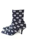 NEW GUCCI GG Monogram Knit Socks Ankle Women's Heel Boots