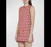 Valentino Red Tan Beige Logo V Monogram Dress