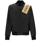 DOLCE & GABBANA DG Gold Logo Padded Zip Bomber Jacket Black IT 56 2XL