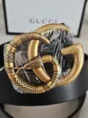 GUCCI Snake Belt Black Leather Size 100cm 34/36