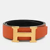 Hermes Black Leather Reversible H Buckle Belt 75CM